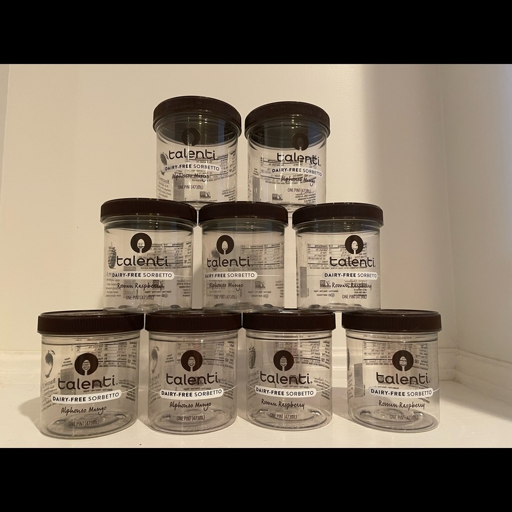 Lot of 9 jars, one pint from Gelato plastic storage containers for craft…